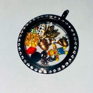 Origami Owl Black Link Locket with Crystals.